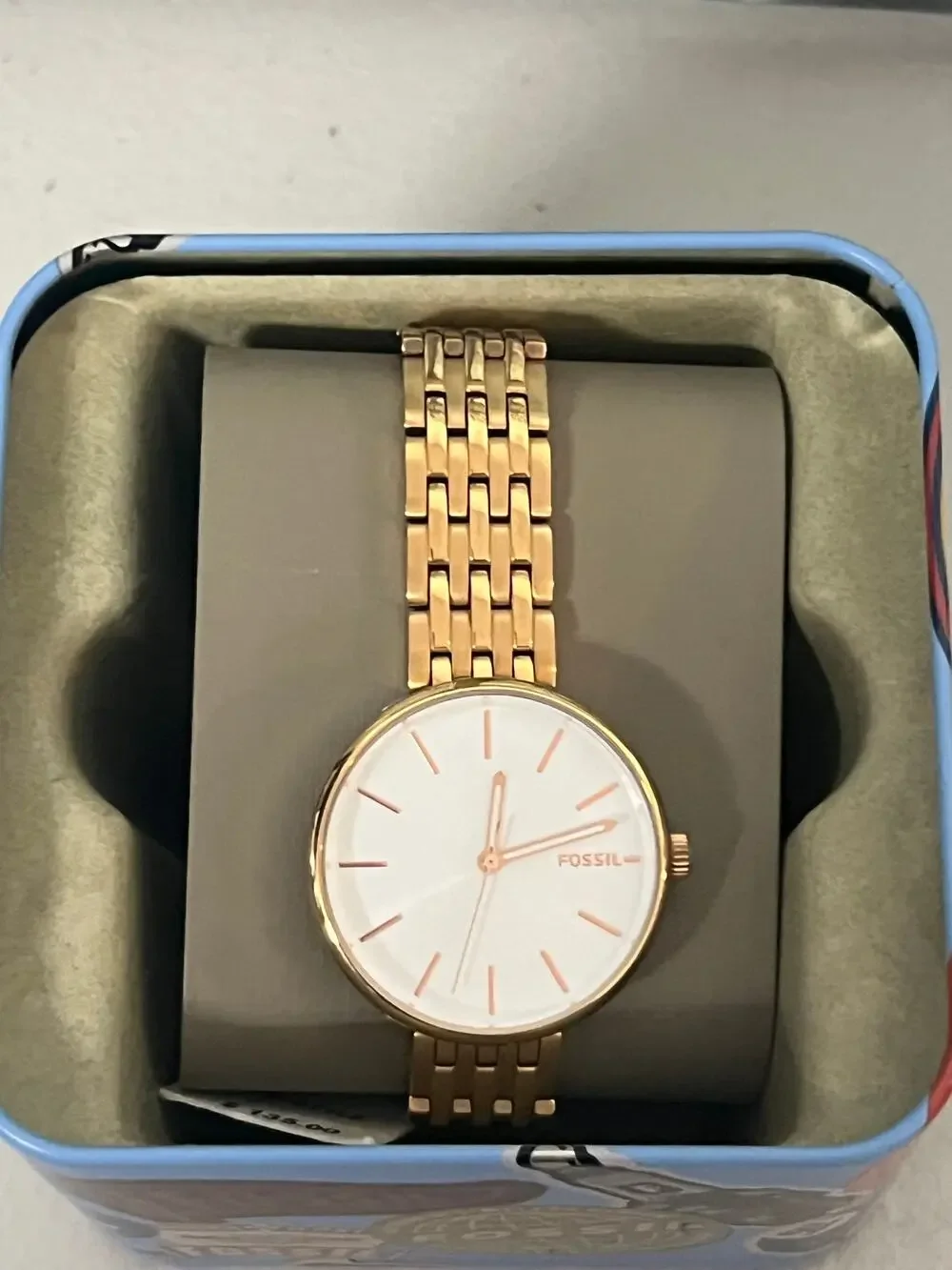 Fossil BQ3463 Hutton Women 34mm Rose Gold Steel White Dial Quartz 50M Watch